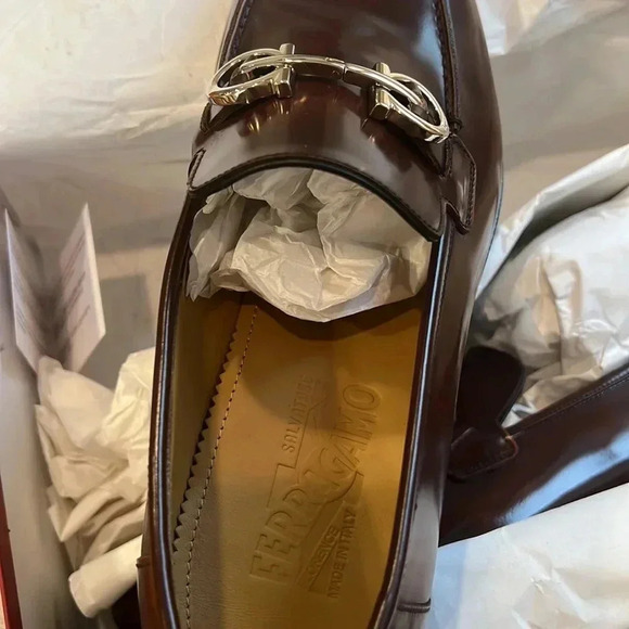 Ferragamo men’s gustav gancini bit leather loafers brown - Picture 5 of 12